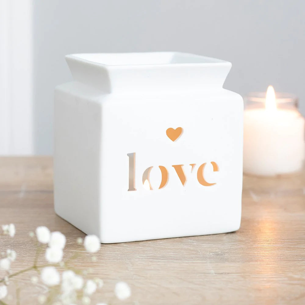 White Love Square Wax Burner