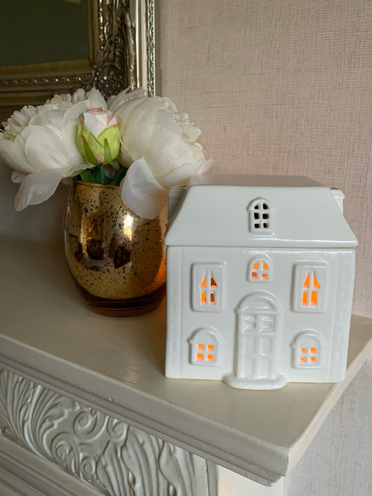 White Ceramic House wax burner